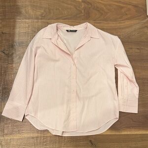 Zara Pink Striped Button Down Shirt